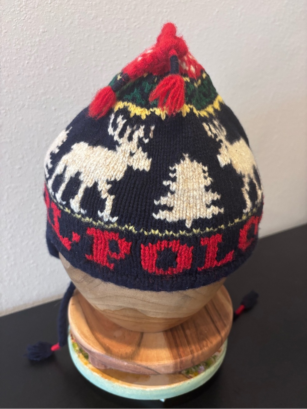 VINTAGE POLO 67 By RALPH LAUREN Knit Wool Earflaps Beanie/Trapper Hat
